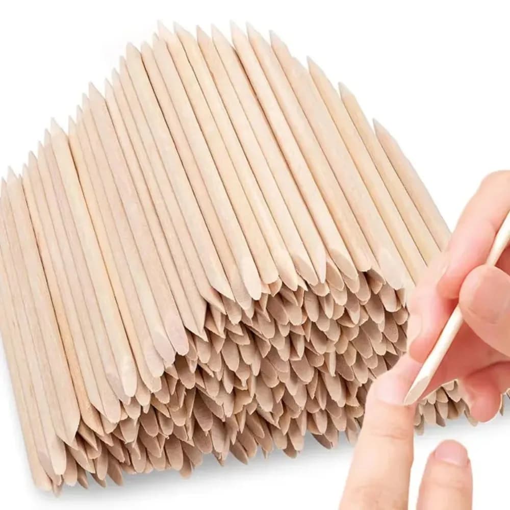 100/50 Sticks in Double Tip Orange Wood, Tools for Application Strass and Dotting, for Manicure and Pedicure