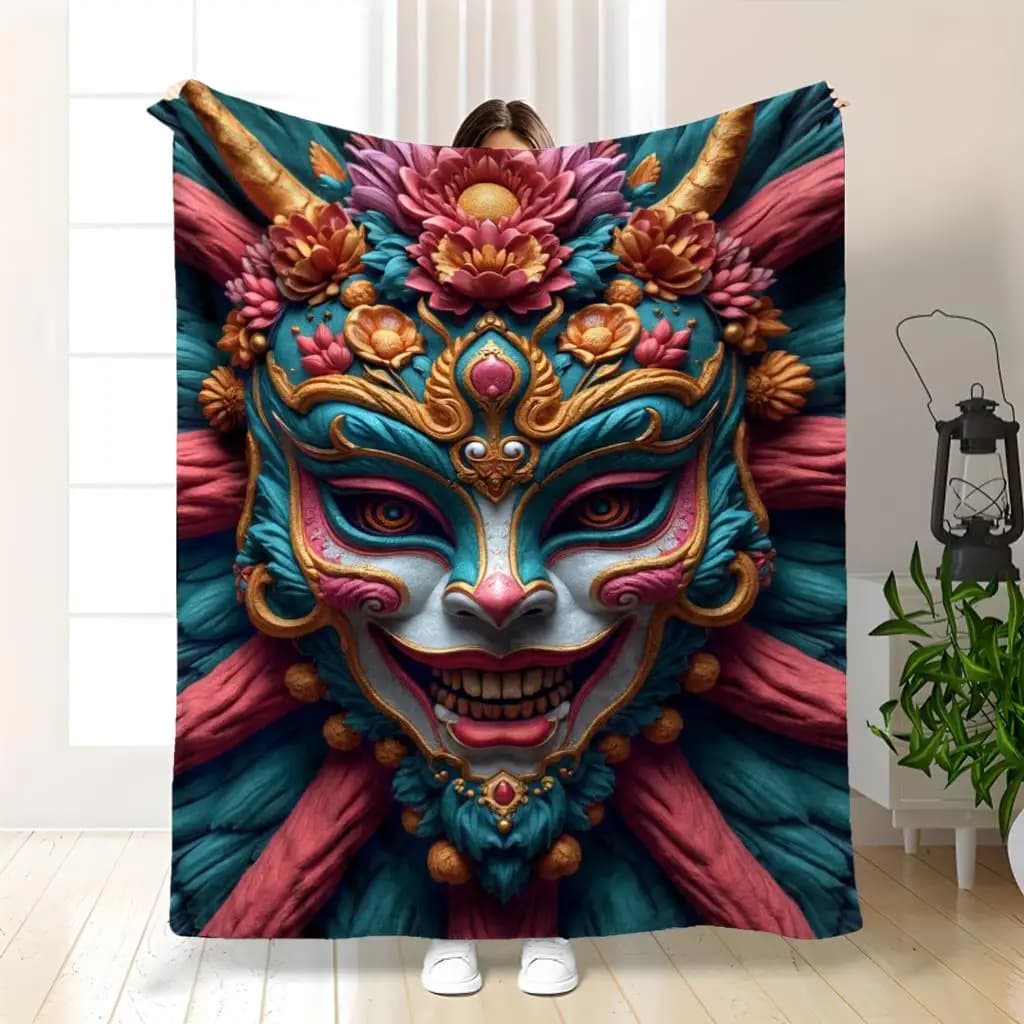 Luxury Fantasy Mythical Mask Pop Culture Tapestry Blanket Throw 150x200cm Artistic Home Couch Decor Gift