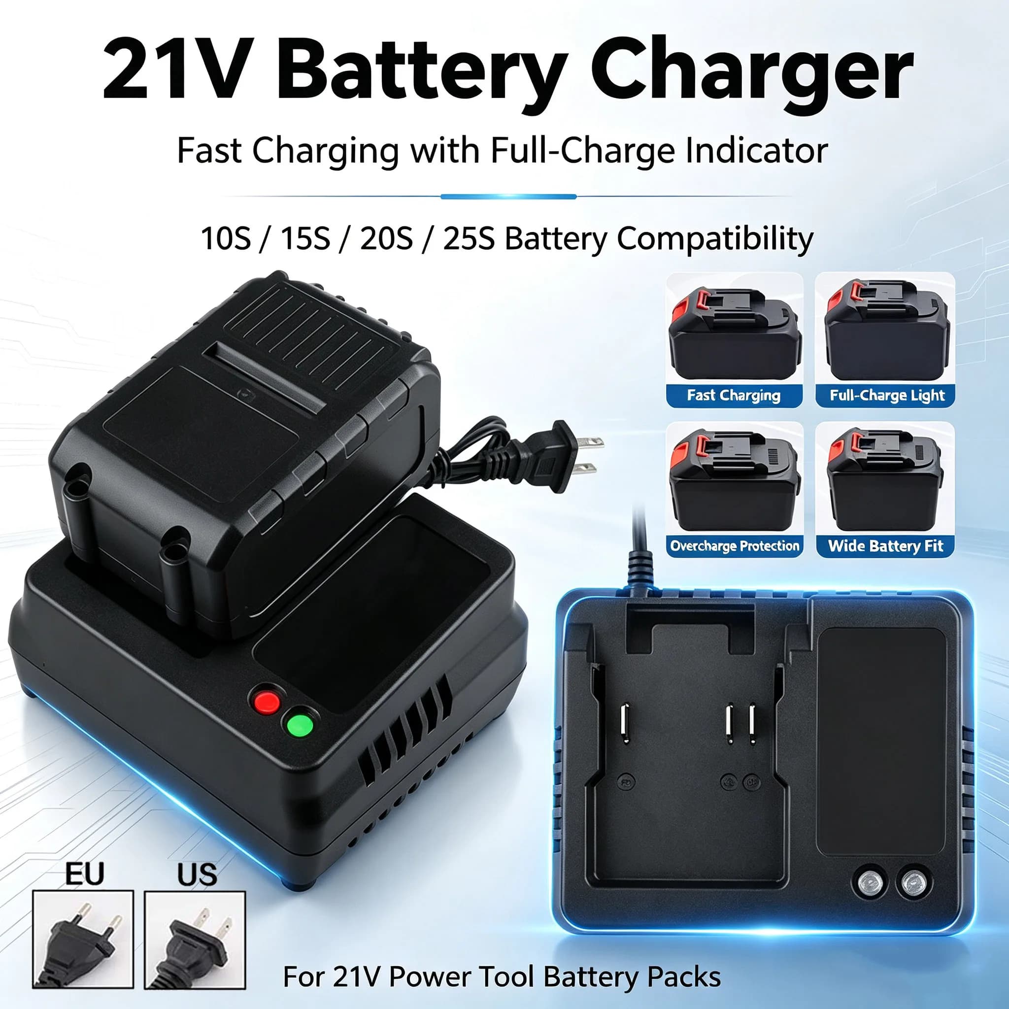 EU US 18V 21V Charger For Makita Electric Drill Electric Wrench Electric Blower GrinderCharger Electric Tool Battery Charger