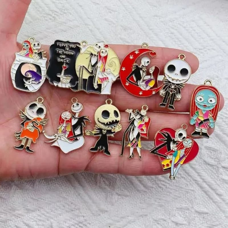 10 pcs Cartoon Halloween Charm Pendants Enamel Craft, Perfect for DIY Earrings, Bracelets, Neck Handmade Craft Supplie