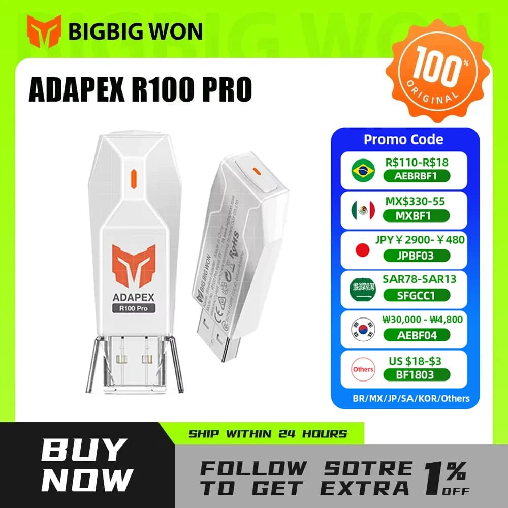 BIGBIG WON R100 Pro Adattatore wireless per Xbox One XS Controller Serie XS Controller Elite Serie 2 PS5 PS4 Switch Controller
