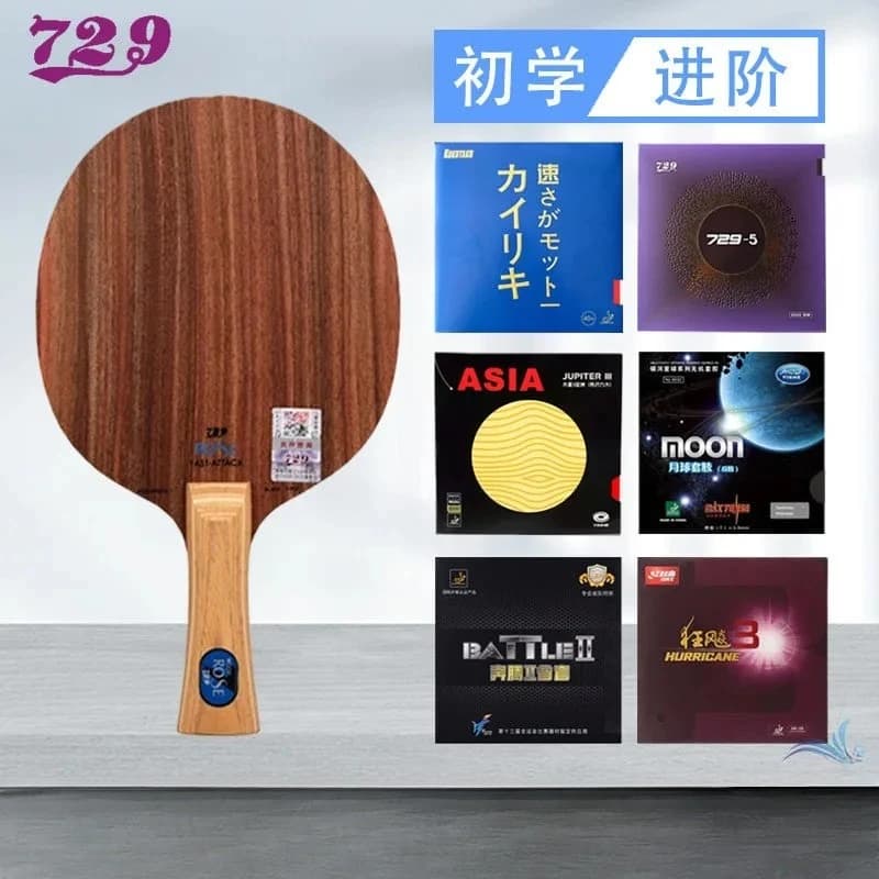 Racchetta da Ping Pong 729 Rose 5 Rose 7, Legno Puro, Professionale per Principianti, Allenamento e Partite, Assemblata a Mano