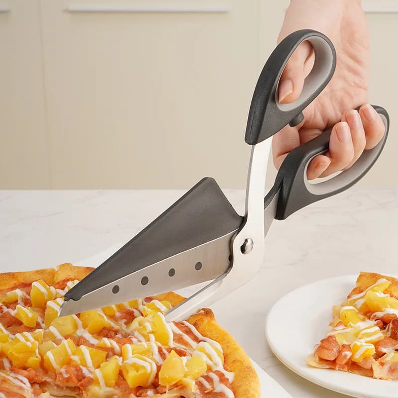 Multifunction pizza scissors, shovel, pizza knife, pancake scissors, oven scissors, cooking accessories.