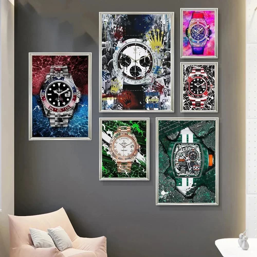 Regalo da parete su tela HD Orologio moderno Orologi Graffiti astratti Arte Pop Stile nordico Poster Stampe Soggiorno Decorazioni per la casa Immagini