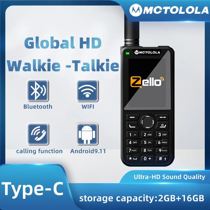 Nuovo walkie-talkie 4G POC con schermo Android 9.0 da 2,4 pollici funzione telefonico Zello Wi-Fi 2 + 16 GB 5000 km copertura globale