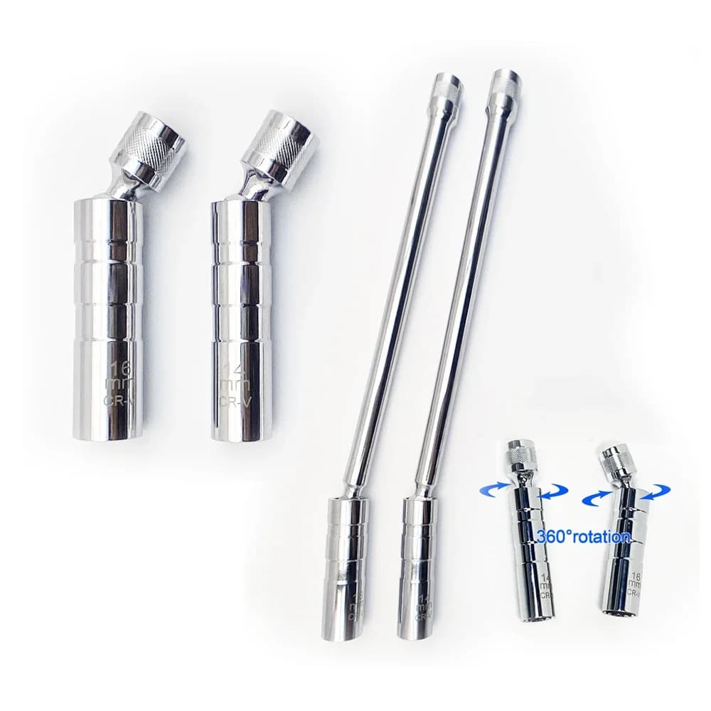 14mm 16mm Spark Plug Removal Tool Wrench Magnetic Sleeve 3/8-Inch 12-Point Swivel Candle Key 16mm Magnet Pull Out Spark Plugs