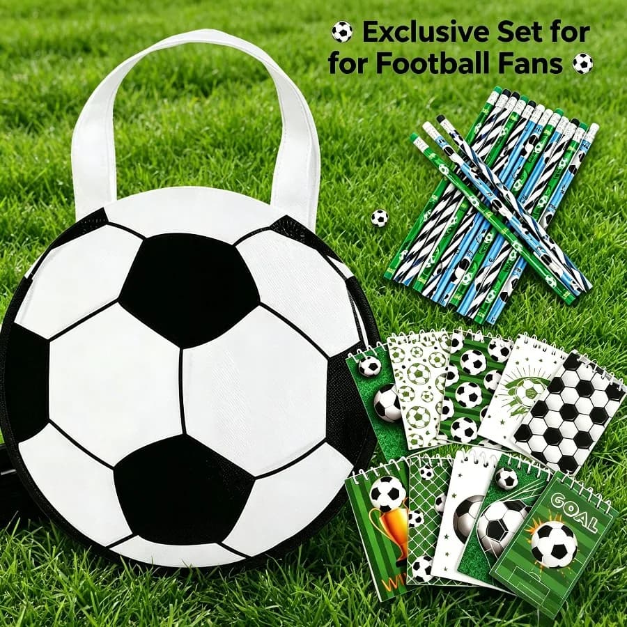 Football Themed Gift Bag Set Comes with Gift Bag and pencils notebooks Made of Non-woven Fabric Great for Football Fans