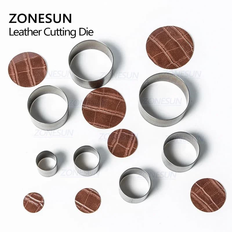 ZONESUN Full Stainless Steel Skin Cutting Die Steel Rule Die 20/25/30/50mm Round Stamp Punching Clicker Die to Cut Skin PVC
