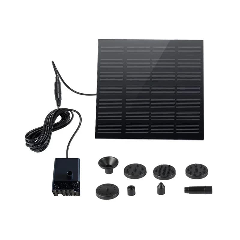 Pompa Solare per Fontana da 1.4W per Vasche per Uccelli, Pannello Solare Estivo con Cavo Lungo 3m e 8 Ugelli, Fontana da Giardino