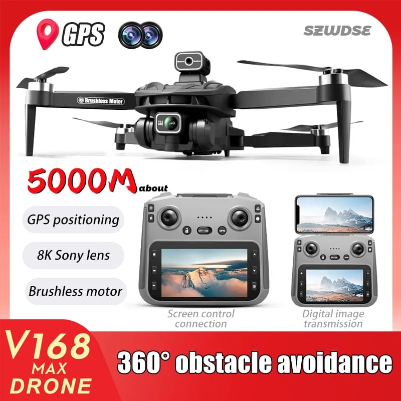 V168 PRO MAX GPS drone 8K 5G WiFi Screen control Professional HD Aerial photography Double camera 360 ° Avoiding obstacles 5000M