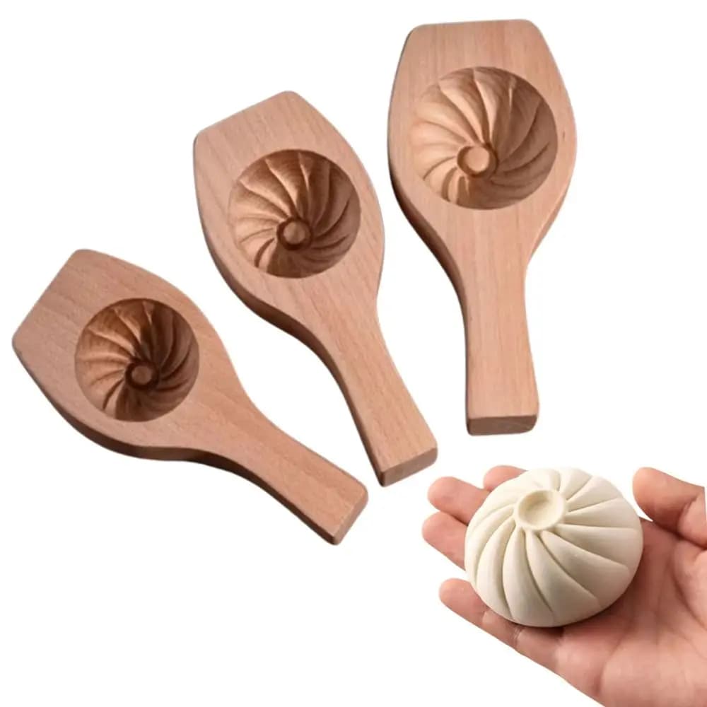 Solid Wood Wood Baozi Mold Manual Non-stick Steamed Bread Mold Deepening Easy To Clean Steamed Stuffed Bun Tool Biscuits