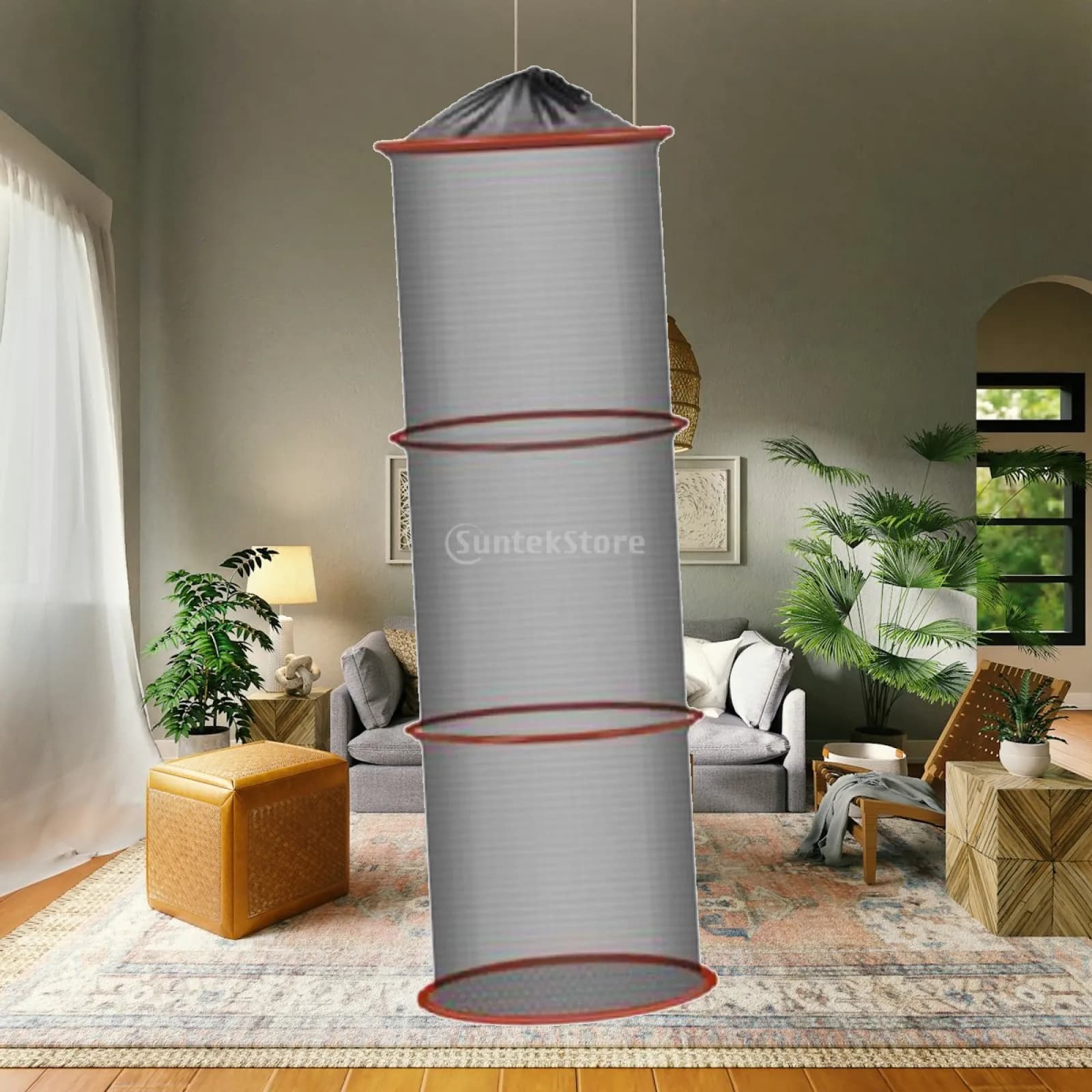 Fishing Gear Foldable Fish Basket Mesh Fish Keeper Net Cage for River Lake Ocean Outdoor Use