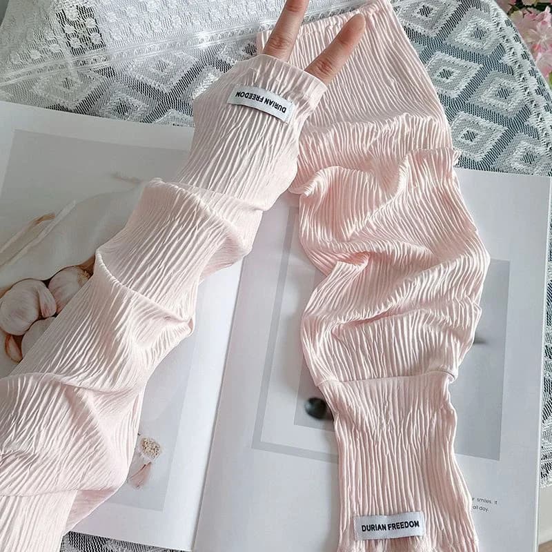 Ice Silk Sunscreen Sleeves Solid Color Simple Korean Version Outdoor Fashion Driving Cycling UV Sun Shading Protection Summer