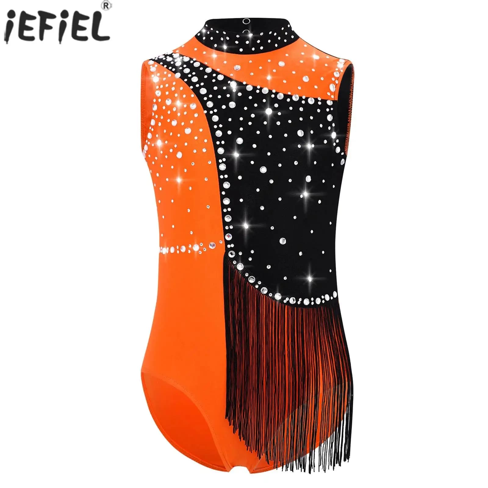 Bambini Ragazze Pattinaggio di Figura Jazz Balletto Danza Body Ginnastica Acrobazie Dancewear Strass Lucido Senza Maniche Nappe Body