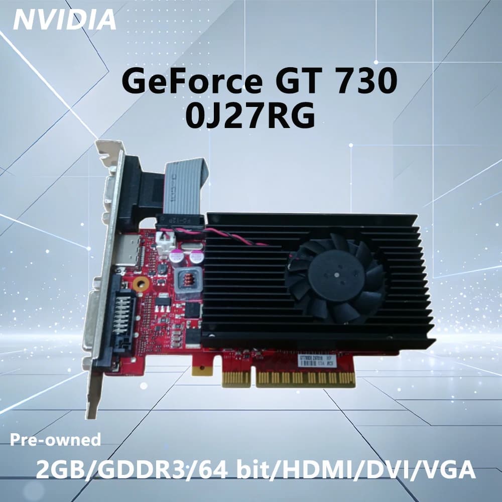 Scheda grafica NVIDIA GT730 GPU 0J27RG per PC, supporta HDMI, VGA, DVI, PCI-E 2.0, ventola singola, per computer desktop.