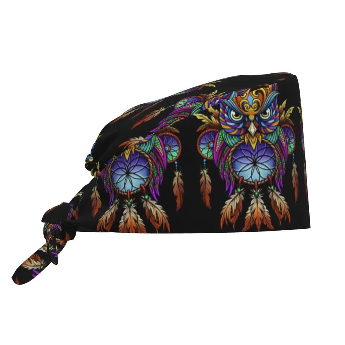 Dreamcatcher Owl Scrub Hat Doctor Working Surgical Cap Unisex Adjustable Nursing Caps for Dentist