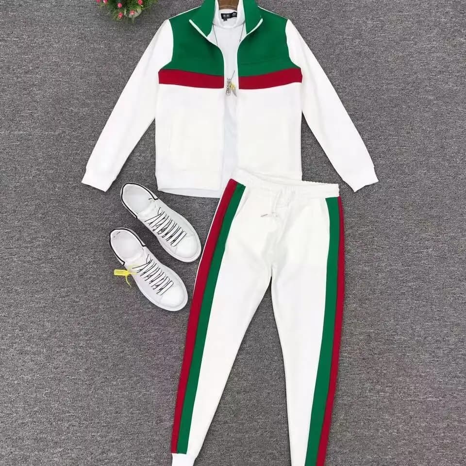 Primavera Autunno 2025 Abbigliamento sportivo da uomo nuovo Set giacca casual Coppia stile pantaloni lunghi a righe colorate Set da due pezzi