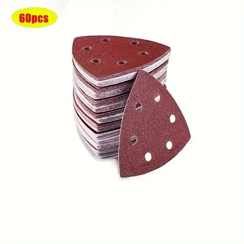 60 Pezzi Tamponi Abrasivi Triangolari 6 Fori Grana 60 80 120 180 240 320 per Levigatrice Delta Multi Jet