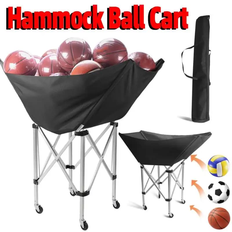 Carrello da calcio amaca Carrello pieghevole da pallavolo Carrello con ruote Attrezzatura da allenamento Porta palline rotanti Organizzatore di stoccaggio per basket