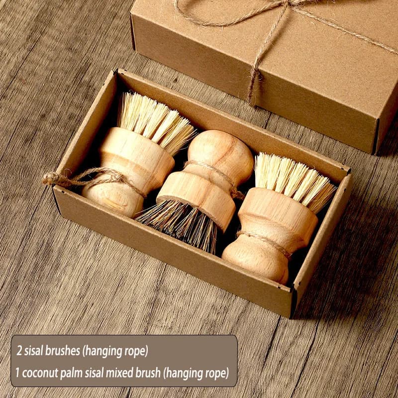 Shoe Brush Gift Good New Solid Wood Kitchen Dishwashing Brush Does Not Damage the Pot Coconut Kitchen Cleaning Sisal Pot Brush