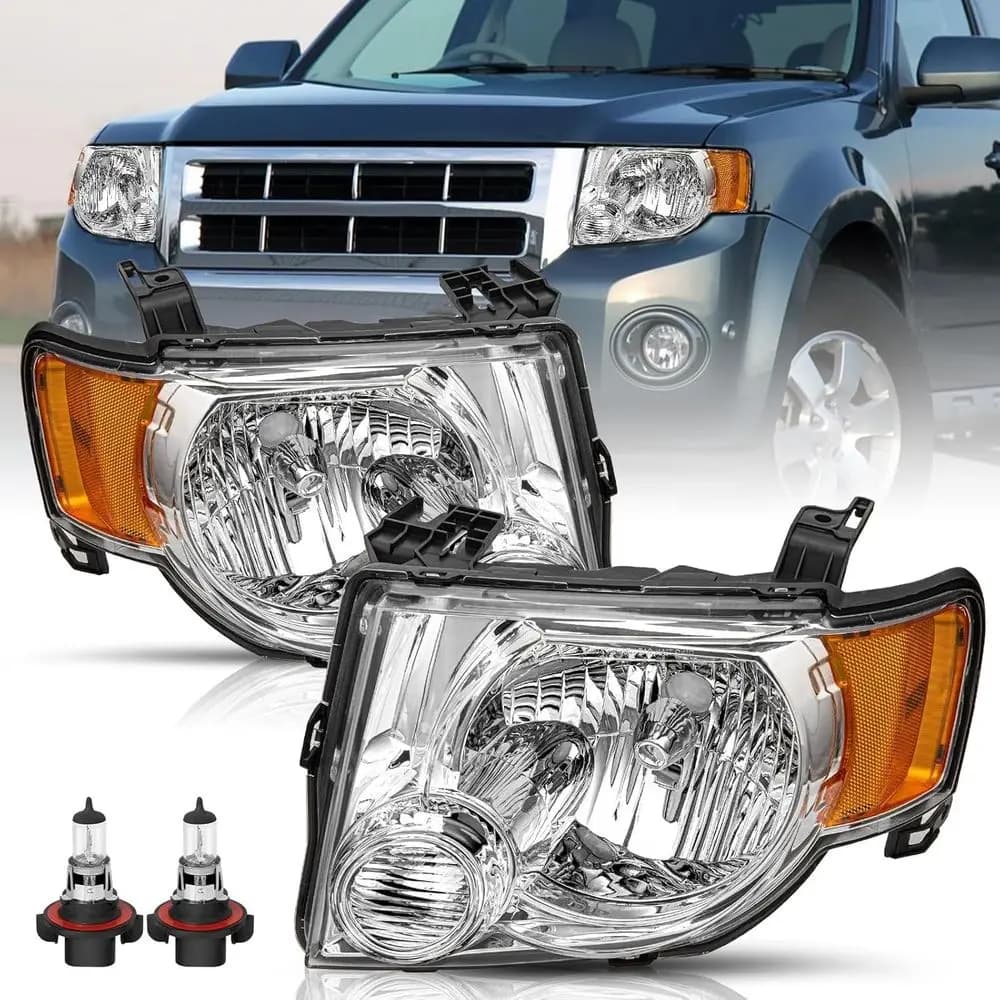Set di Fari Anteriori con Lampadine Compatibili per Ford Escape SUV 08-12, Lato Guida e Passeggero