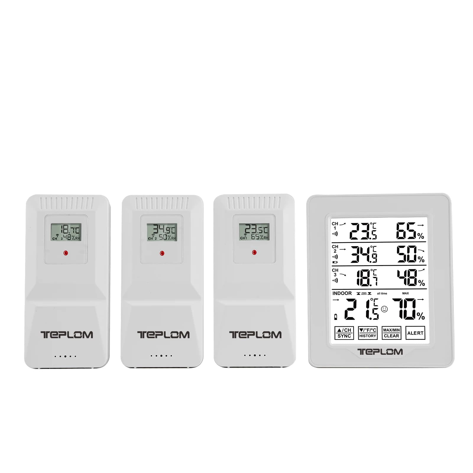 3-In-1 Wireless Indoor Outdoor Digital Thermometer Hygrometer Large Screen Temperature Alarm Monitoring Recorder