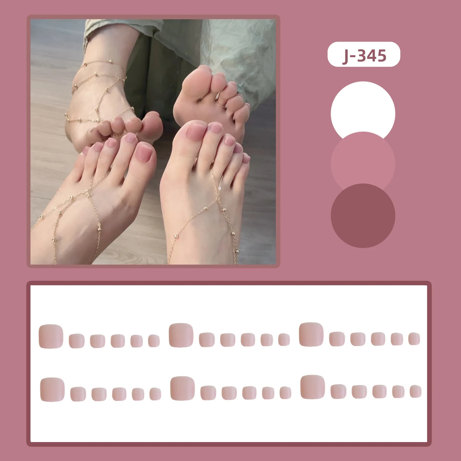 36pcs Matte Pink False Toe Nails Sweet Korean Ins Simple Solid Color Fake Toenails Wearable Reusable Press on Footnails