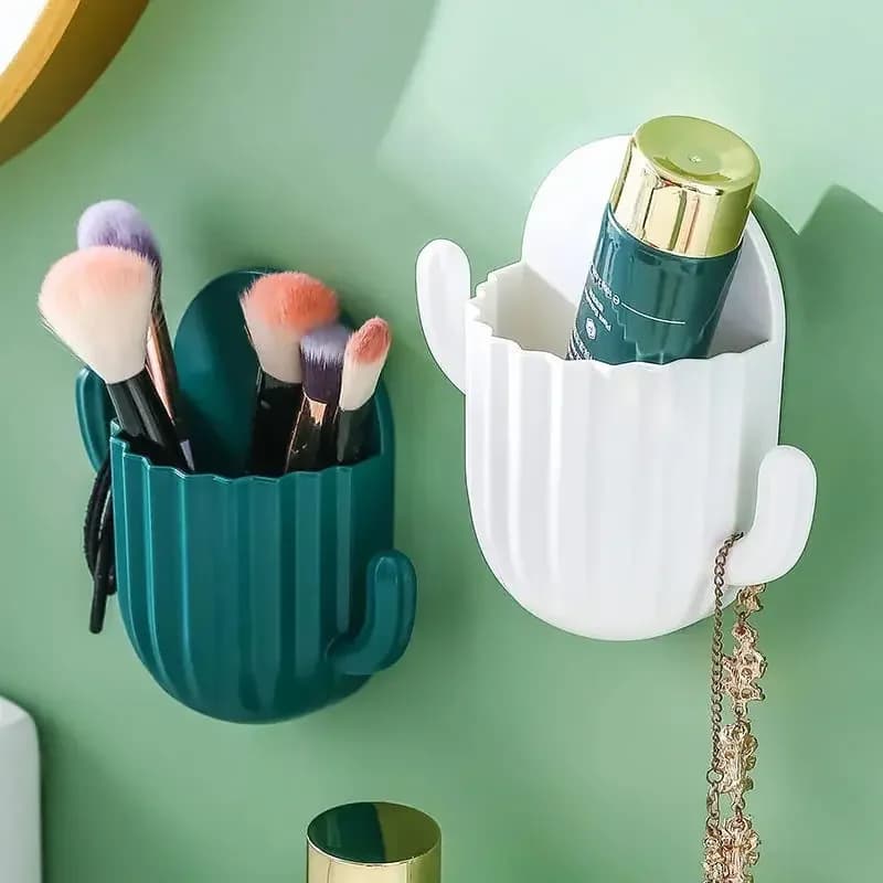 Portaoggetti per cactus Porta spazzolino da parete Portaoggetti autoadesivo Spazzolino Dentifricio Rasoio Organizzatore Accessori da parete per il bagno