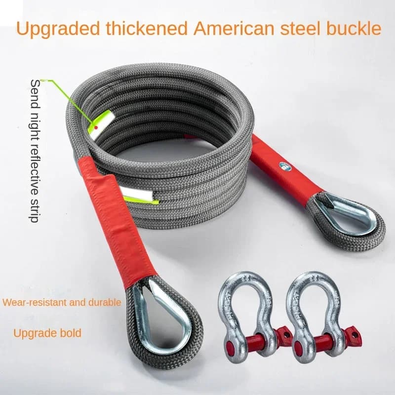 Tow rail for offroad trailer for multiple size car Emergency rescue corda Nylon pulling rope changing color for thicker car