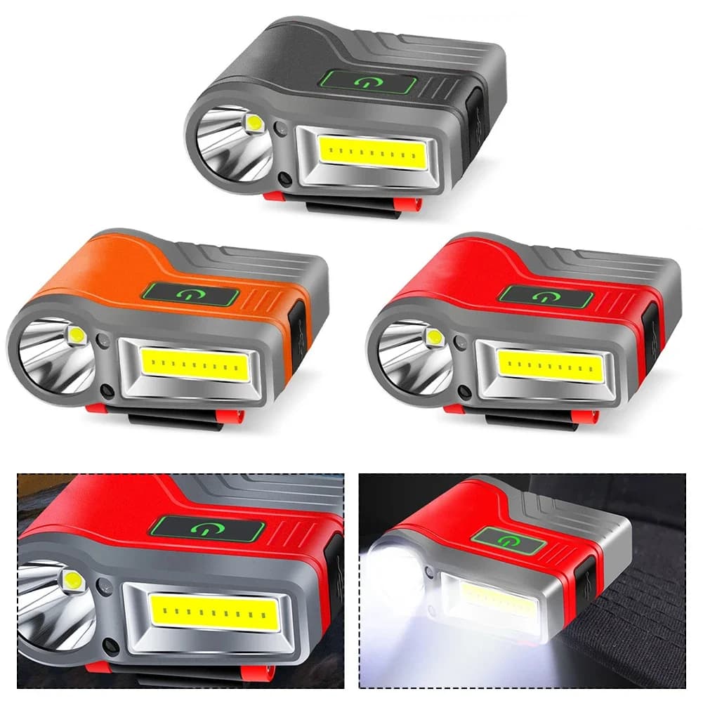 Per il campeggio e la pesca, lampada frontale ricaricabile a LED COB, lampada frontale a induzione con angolo regolabile per il campeggio notturno