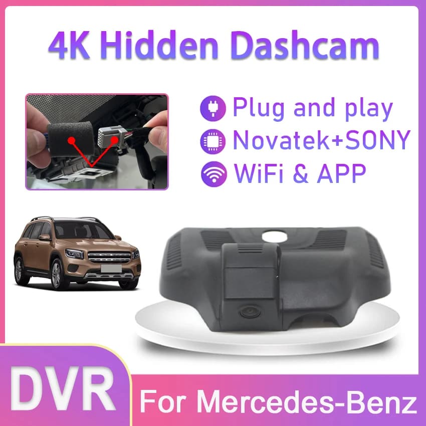 Dash Cam 4K per Mercedes-Benz EQB EQB350 EQB260 EQB300 2022 2023, per MB GLB 250 4Matic x247 2020, DVR per auto Plug and Play