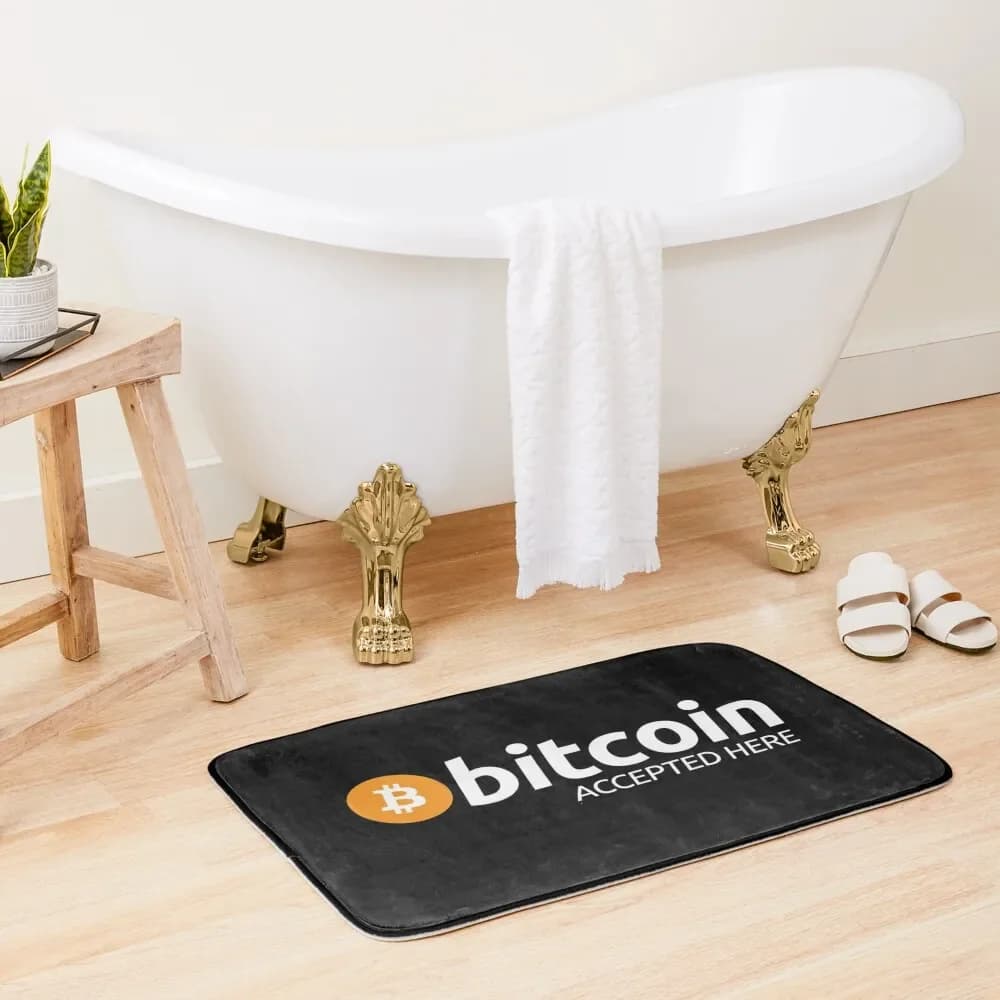 Bitcoin accettato qui - Accetta Bitcoins Tappetino da bagno Tappeto per ingresso domestico Tappeto da toilette Tappetino da bagno