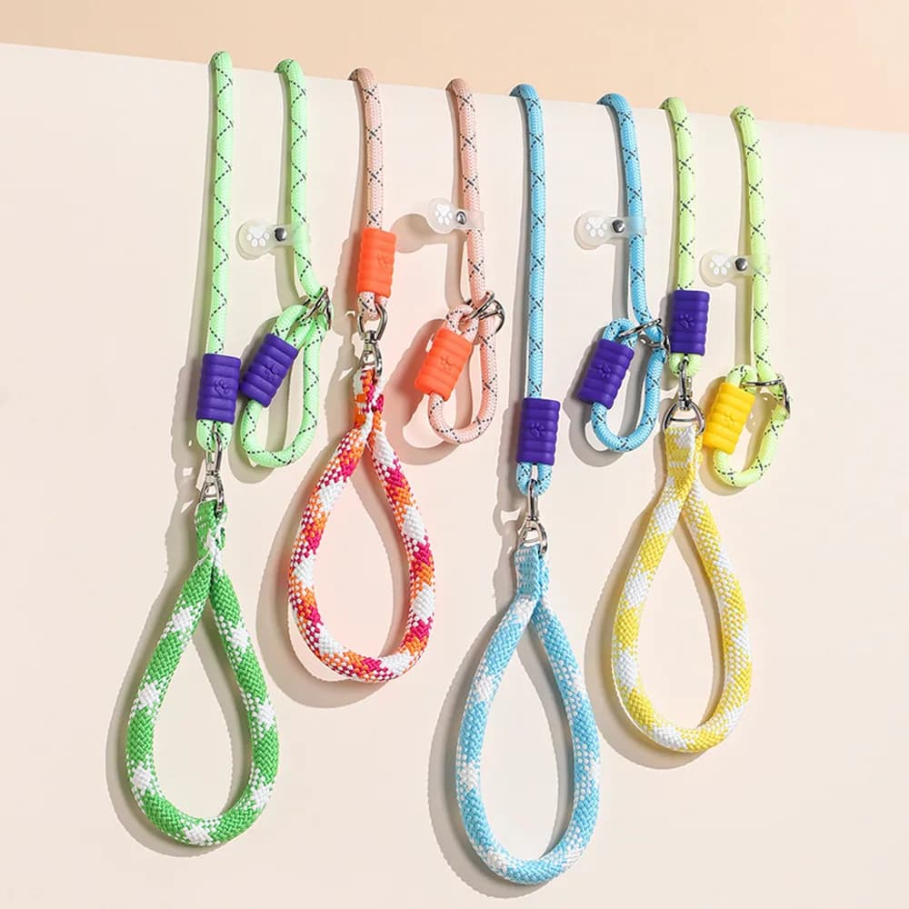 Reflective Slip Lead Dog Leash Nylon Rope for Training with Adjustable Stopper and 360° Swivel for Small and Medium Dogs