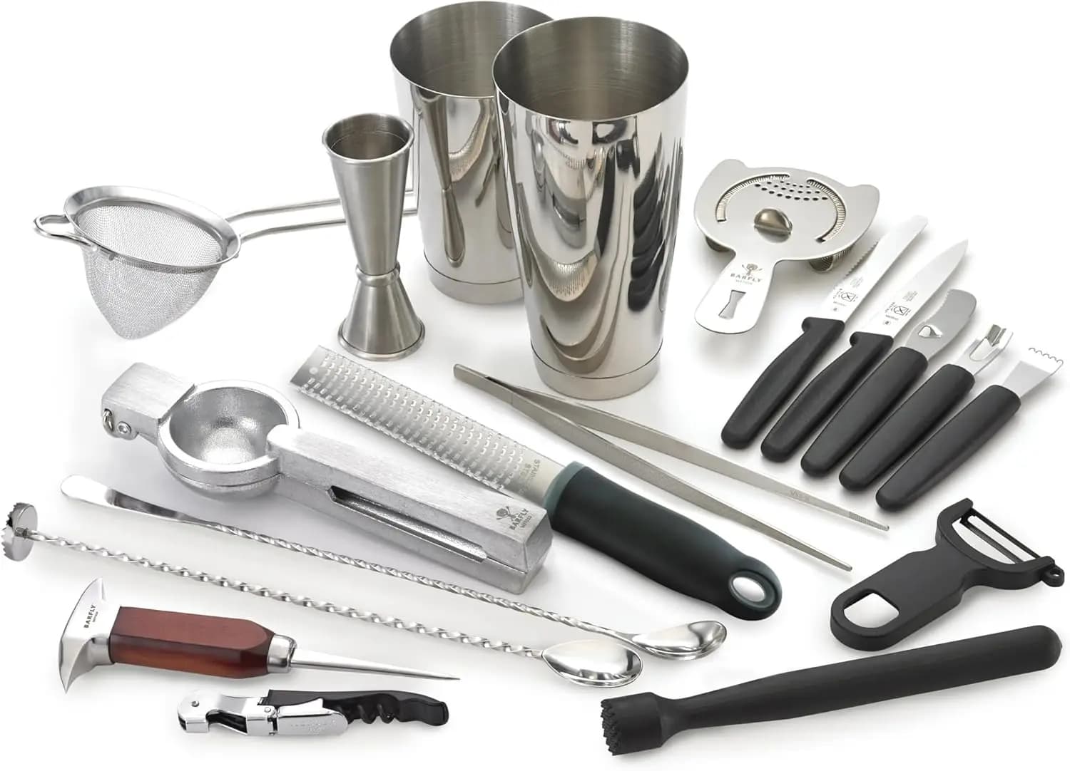 Set da Cocktail 12 Pezzi Deluxe in Acciaio Inox, Strumenti per Mixology con Shaker, Jigger e Muddler