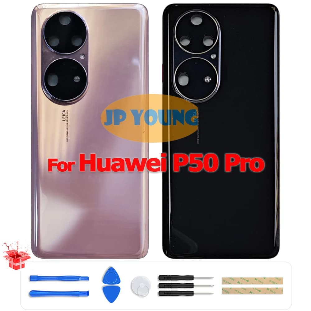 Original Battery Back Cover Glass Rear Door Housing + Camera Lens for Huawei P50 Pro JAD-AL50, JAD-LX9, JAD-AL00 - Replacement