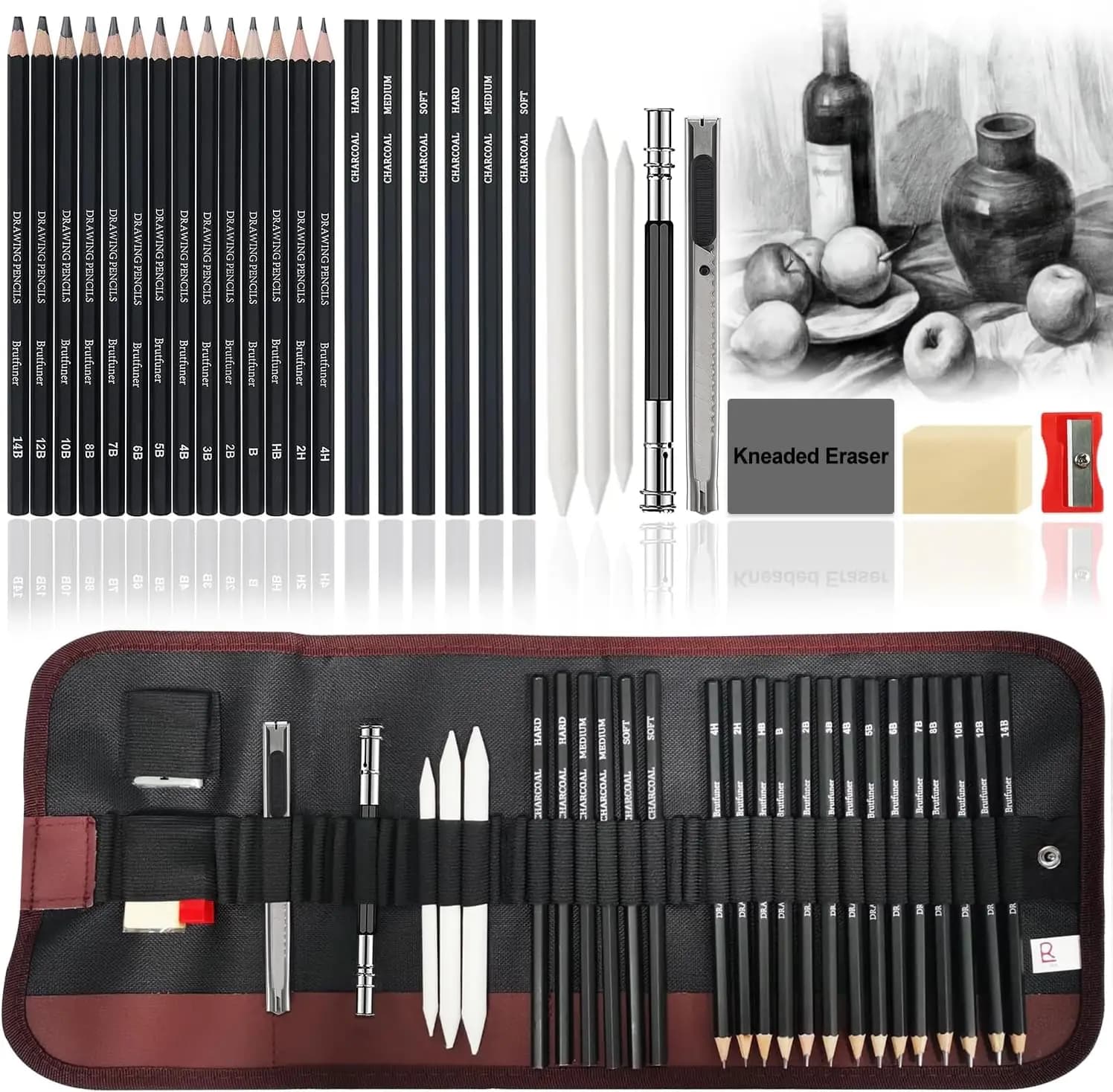 29-70 pcs Drawing Set Sketching Kit - Art Supplies,for Adults Artists with 3-Color Sketchbook,Graphite,Pastel,Charcoal Pencils