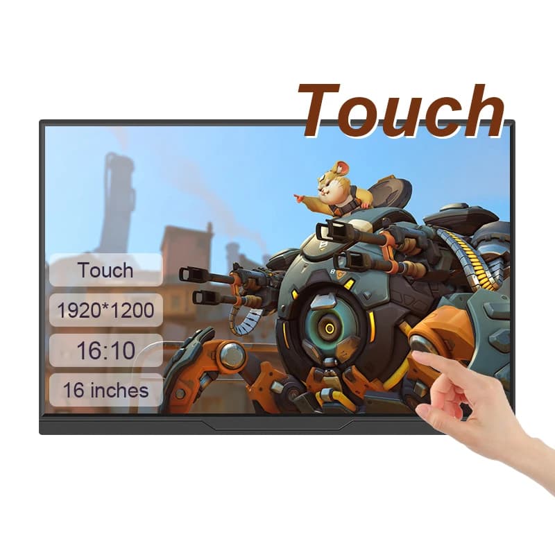 Monitor portatile touch screen da 16 pollici FHD PS, schermo di espansione per laptop, compatibile con Type-C HDMI, per Xbox, PS4/5, Switch/Raspberry Pi