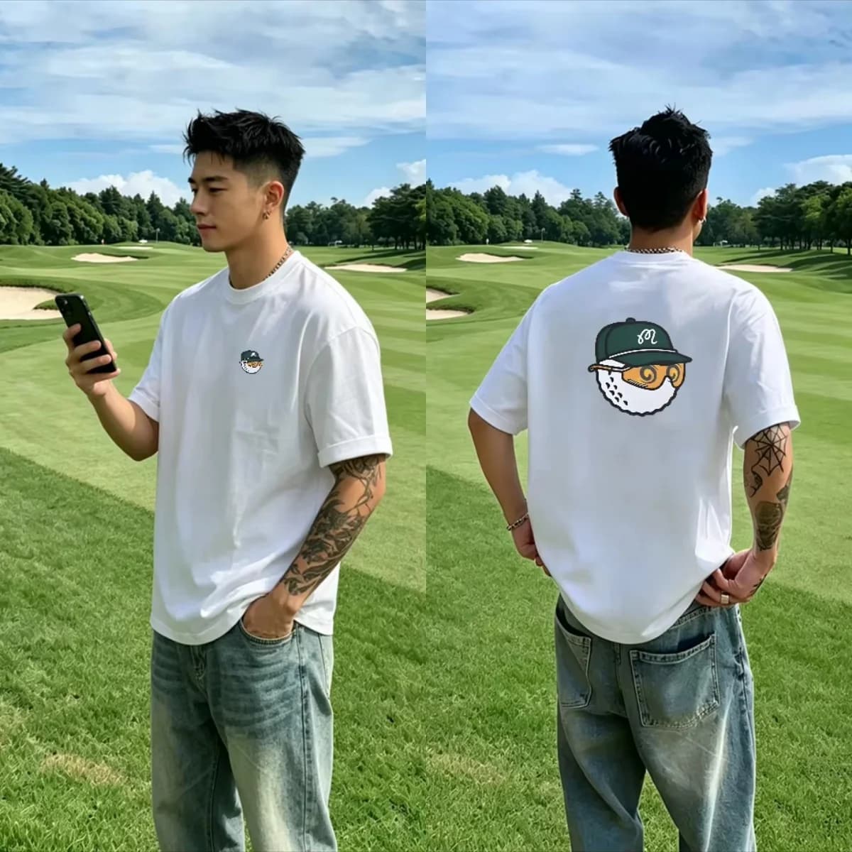 New 2026 Summer Hot Sale Men's Streetwear Golf T - Shirt with Golf Clothing Golf Ball & Cap Graphic