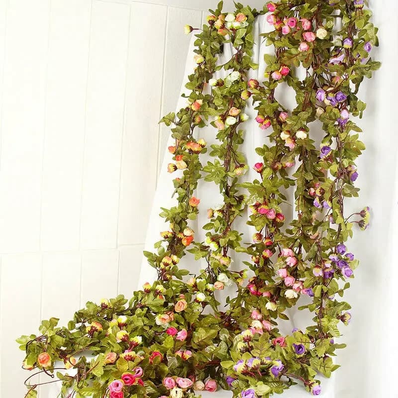 2pcs 2M Artificial Flowers Plants Fake Eucalyptus Vine Garland Rose Hanging for Wedding Home Office Party Garden Craft Art Decor