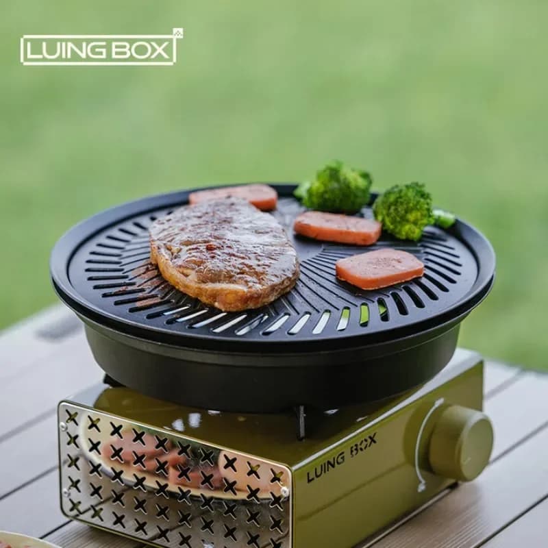 LUING BOX Portable Smokeless Non-stick PanCamping Barbecue Pan Picnic Barbecue Pan Household Frying Pan Hiking Outdoor