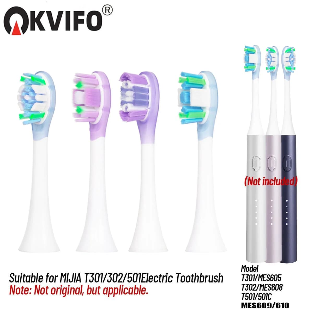 Testine di Ricambio per Spazzolino Elettrico Sonico Mijia T301 T302 T501 T501C MES605 MES608 MES609/610, Setole Morbide DuPont