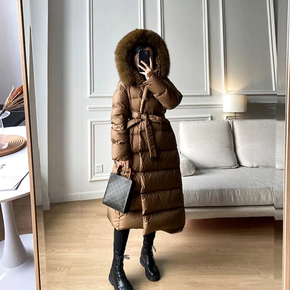 Vera Pelliccia Jacket 2024 Women of Winter Duvets of Anatra White Ultra Light Warm Long Parka Women's Drop Collar With Snow Coat Hood