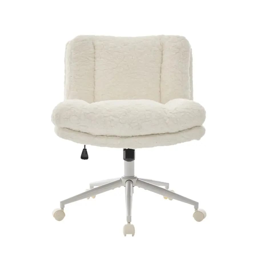 Office chair with wheels, with wide cross legs and 2 layers cushions on the back, swivel and adjustable for home and office