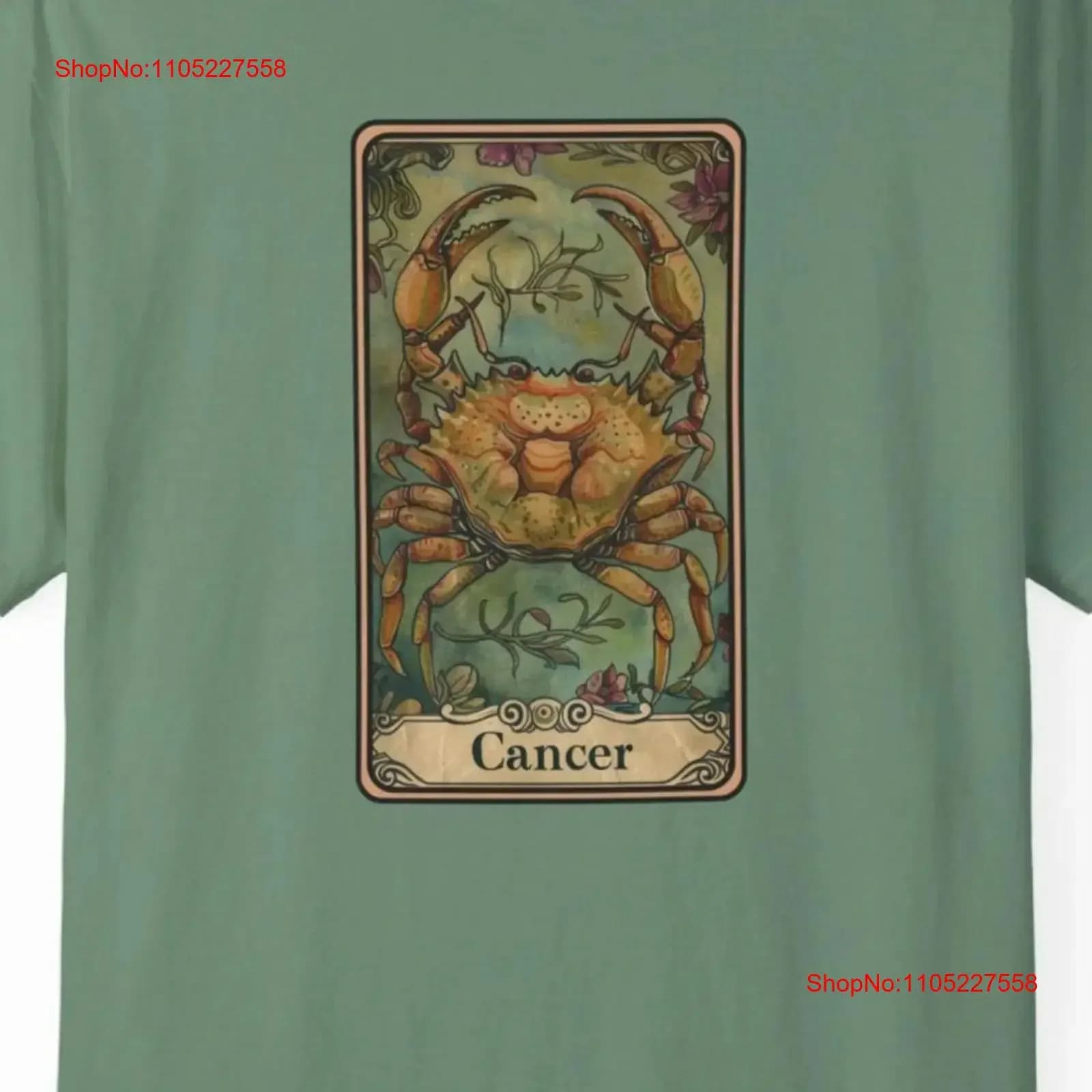 T-shirt vintage con stampa grafica del Tarocchi dello Zodiaco Celeste del Cancro, tinta in capo, effetto lavato, abbigliamento streetwear unisex morbido di design