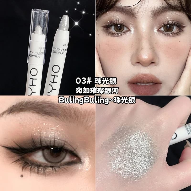 Matita per occhi impermeabile con glitter effetto diamante, eyeliner a lunga durata, illuminante, stick per occhi argento, trucco occhi.