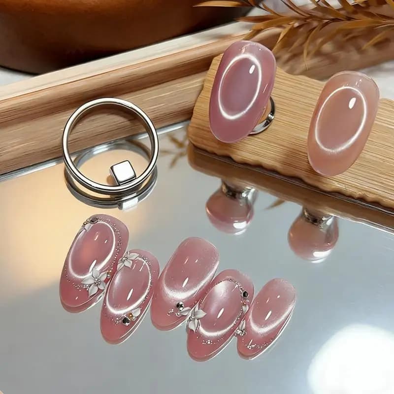 Potente Magnete per Nail Art Effetto Occhio di Gatto, Strumento Guida Magnetico Circolare, Ausilio Professionale per Manicure Fai-da-Te per Decorazioni con Smalto Gel Magnetico