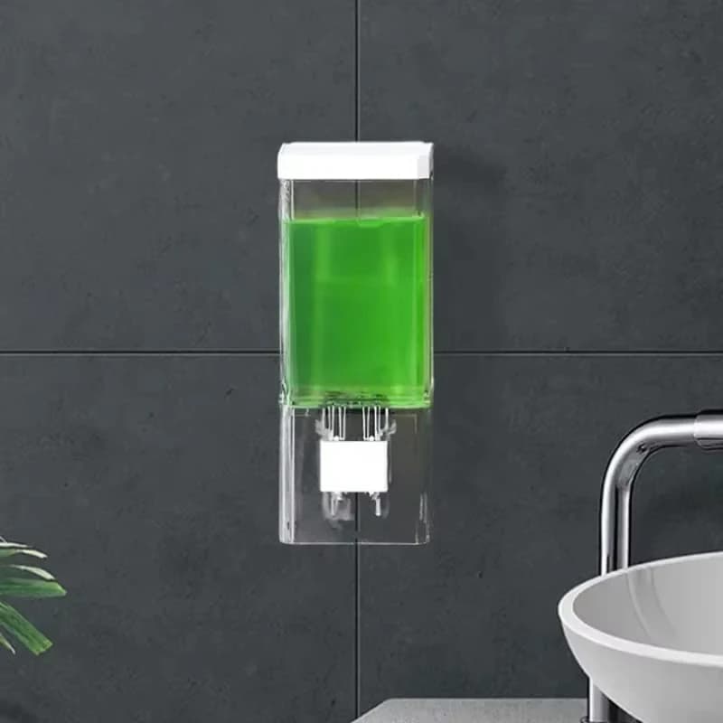 Dispenser di Sapone a Pressione Manuale da Parete Homefish, Installazione Senza Fori e Senza Tracce, Bottiglia Trasparente per Disinfettante da Bagno