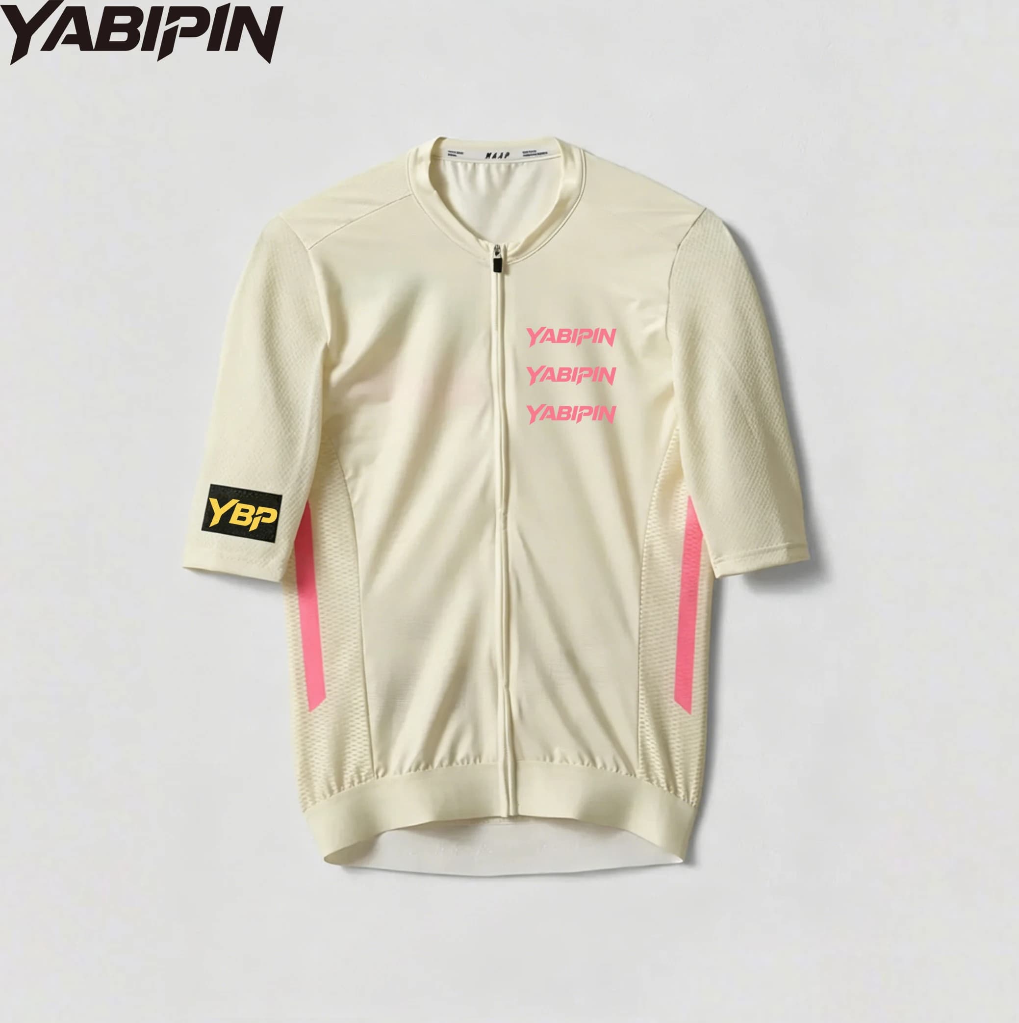 Full Zip Crewneck Men’s Cycling Jersey, Short Sleeve Breathable Quick Dry Lightweight Bike Shirt