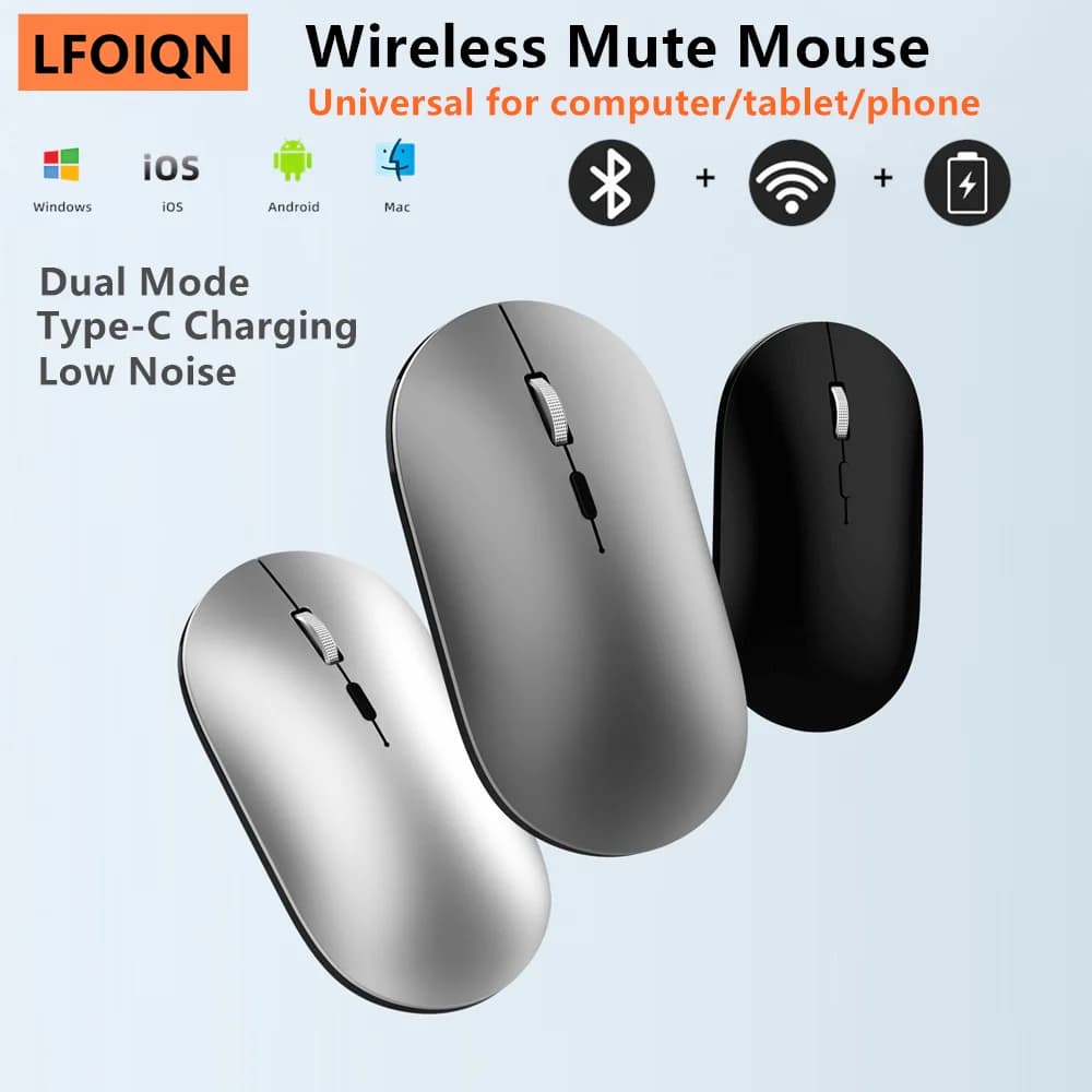 LFOIQN Wireless Bluetooth Mouse 2.4G Dual Mode Type-C Charging Silent Ergonomic Portable Laptop Office Gaming Universal Mouse