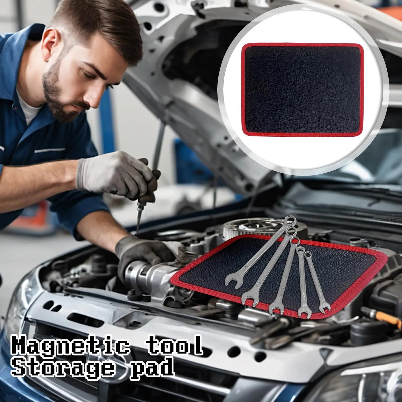Tappetino portautensili magnetico flessibile per chiavi a vite per bulloni Vassoio portautensili magnetico pieghevole e strumento di raccolta magnetico telescopico